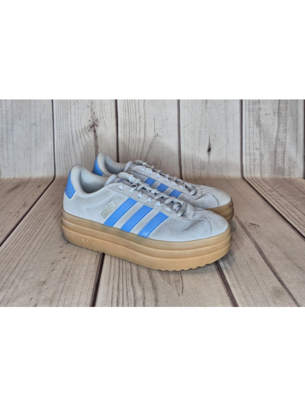 Adidas Women's Size 8.5 VL Court Bold Halo Blue Burst Suede Platform Shoes